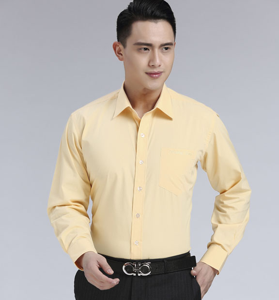 黄色男款涤棉翻领长袖北京出租车司机衬衫-TAXI01#