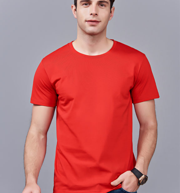 夏季红色男女同款纯棉半袖圆领文化衫T19#